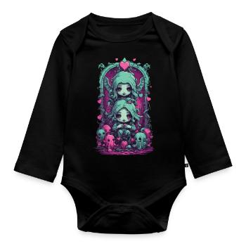 Kawaii Demon Goth Love Occult Streetwear - Organic Longsleeve Baby Bodysuit - black - Front