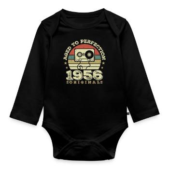 Idée Cadeau Anniversaire Vintage Original 1956 - Body Bébé bio manches longues - noir - Devant