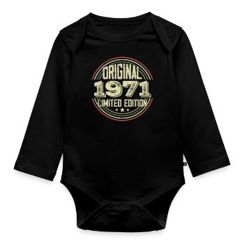 1971 Birthday parties, a legendary vintage - Organic Longsleeve Baby Bodysuit - black - Front