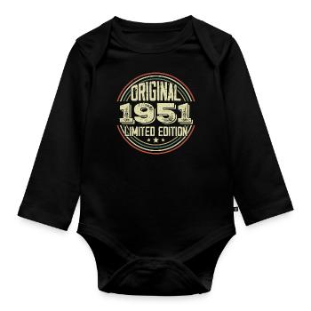 1951 Birthday Partys, ein legendärer Jahrgang - Baby Bio-Langarm-Body - Schwarz - Vorne