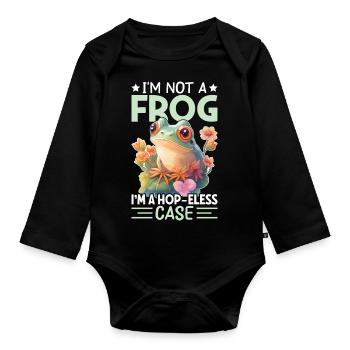 I m Not a Frog - Frog Tshirt - Organic Longsleeve Baby Bodysuit - black - Front