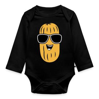 Peanuts Humor Small Peanut - Organic Longsleeve Baby Bodysuit - black - Front