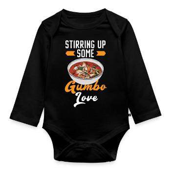 Gumbo Lovers Foodie Louisiane Manger Cuisine Cajun - Body Bébé bio manches longues - noir - Devant