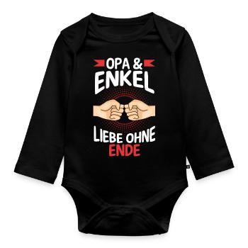 Großvater Opa und Enkel - Baby Bio-Langarm-Body - Schwarz - Vorne