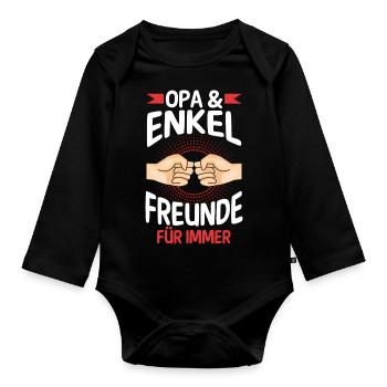 Großvater Opa und Enkel - Baby Bio-Langarm-Body - Schwarz - Vorne