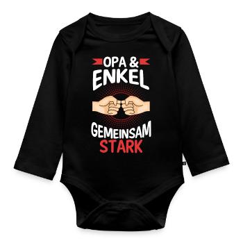 Großvater Opa und Enkel - Baby Bio-Langarm-Body - Schwarz - Vorne