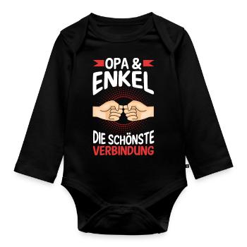 Großvater Opa und Enkel - Baby Bio-Langarm-Body - Schwarz - Vorne
