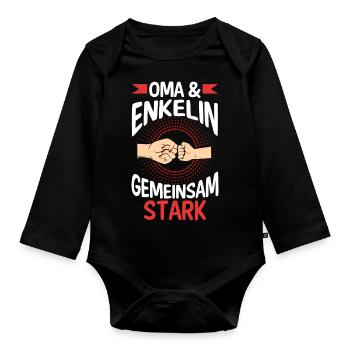 Oma Großmutter und Enkelin - Baby Bio-Langarm-Body - Schwarz - Vorne