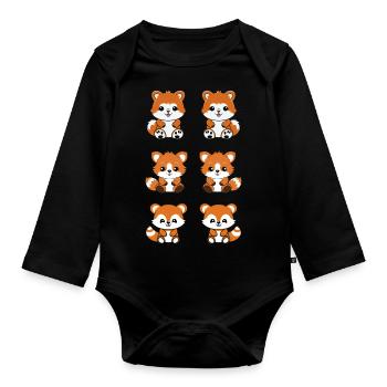 Fox Love Little Red Panda - Organic Longsleeve Baby Bodysuit - black - Front