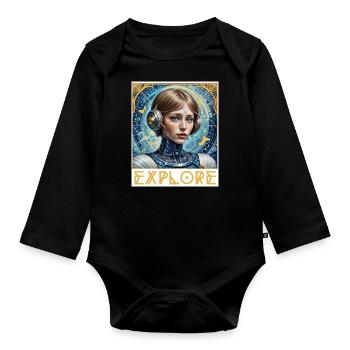 Explore and conquer - Organic Longsleeve Baby Bodysuit - black - Front