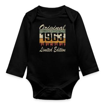 Vintage Geburtstag Original Geschenkidee 1963 - Baby Bio-Langarm-Body - Schwarz - Vorne