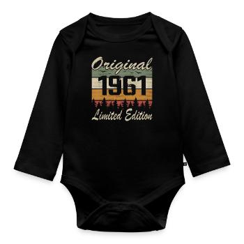 Vintage Geburtstag Original Geschenkidee 1961 - Baby Bio-Langarm-Body - Schwarz - Vorne