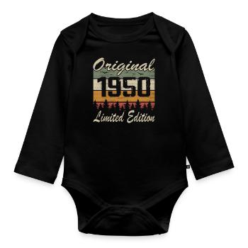 Vintage Geburtstag Original Geschenkidee 1950er Jahre - Baby Bio-Langarm-Body - Schwarz - Vorne