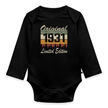 Vintage Geburtstag Original Geschenkidee 1931 - Baby Bio-Langarm-Body - Schwarz - Vorne