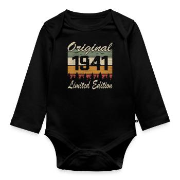 Vintage Anniversaire Idée Cadeau Original 1941 - Body Bébé bio manches longues - noir - Devant