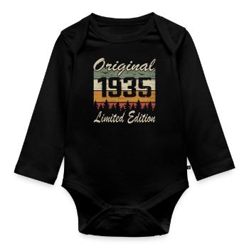 Vintage Geburtstag Original Geschenkidee 1935 - Baby Bio-Langarm-Body - Schwarz - Vorne