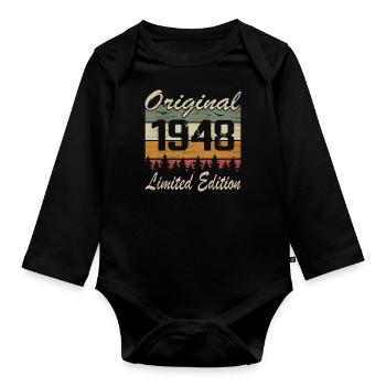 Vintage Anniversaire Idée Cadeau Original 1948 - Body Bébé bio manches longues - noir - Devant