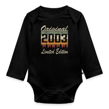 Vintage Geburtstag Original Geschenkidee 2003 - Baby Bio-Langarm-Body - Schwarz - Vorne