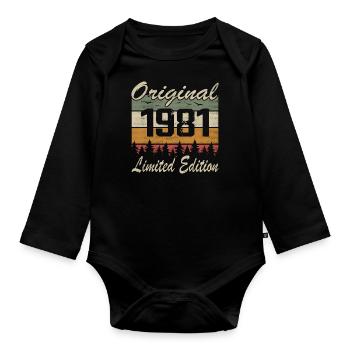 Vintage Geburtstag Original Geschenkidee 1981 - Baby Bio-Langarm-Body - Schwarz - Vorne