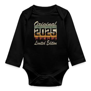 Vintage-Geburtstag originelle Geschenkidee 2025 - Baby Bio-Langarm-Body - Schwarz - Vorne
