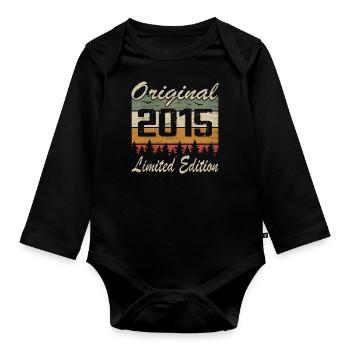 Vintage Geburtstag Original Geschenkidee 2015 - Baby Bio-Langarm-Body - Schwarz - Vorne