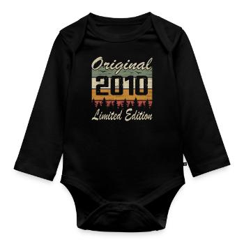 Vintage Geburtstag Original Geschenkidee 2010 - Baby Bio-Langarm-Body - Schwarz - Vorne