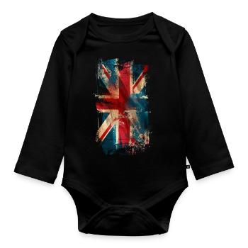 Vintage Union Jack - Body Bébé bio manches longues - noir - Devant