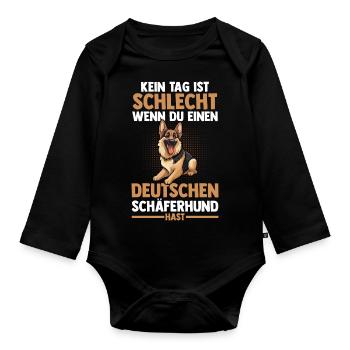 Hund Deutscher Schäferhund - Baby Bio-Langarm-Body - Schwarz - Vorne