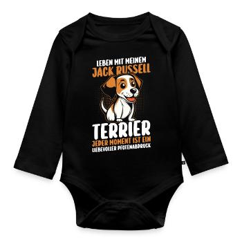 Hund Jacke Russell - Baby Bio-Langarm-Body - Schwarz - Vorne