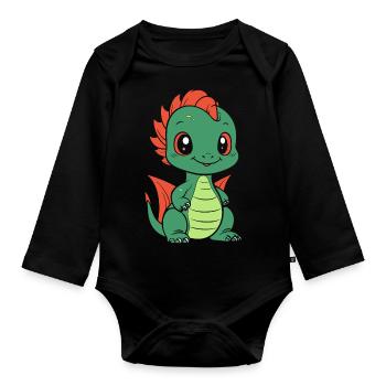 Baby Dragon - Organic Longsleeve Baby Bodysuit - black - Front
