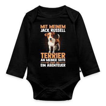 Hund Jacke Russell - Baby Bio-Langarm-Body - Schwarz - Vorne