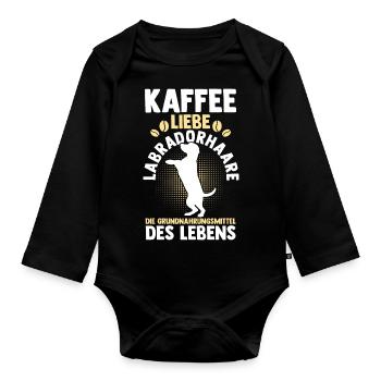 Kaffee Hund Labrador - Baby Bio-Langarm-Body - Schwarz - Vorne