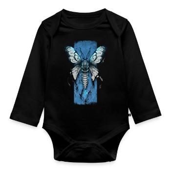 Bezauberndes Nocturne: Mystische Motte - Baby Bio-Langarm-Body - Schwarz - Vorne