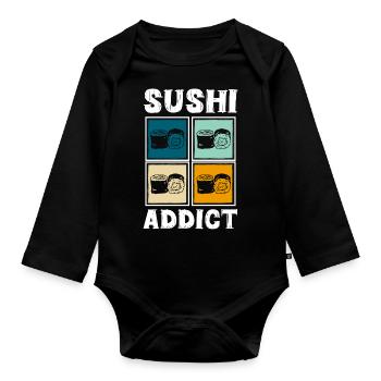 Japan Nigiri Chopsticks - Organic Longsleeve Baby Bodysuit - black - Front