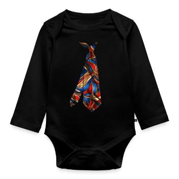 Colorful Printed Necktie T-Shirt Design Wallpaper - Organic Longsleeve Baby Bodysuit - black - Front