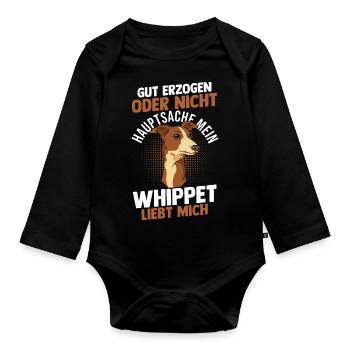 Hund Whippet - Baby Bio-Langarm-Body - Schwarz - Vorne