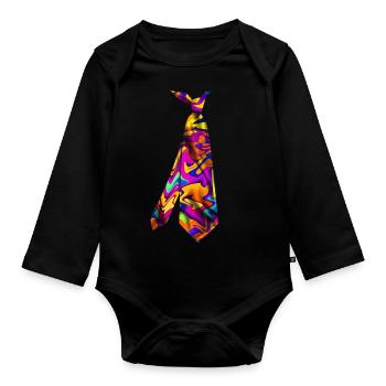 Colorful Printed Necktie T-Shirt Abstract Design - Organic Longsleeve Baby Bodysuit - black - Front