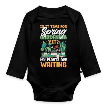 My Plants are Waiting Gardener's - Baby Bio-Langarm-Body - Schwarz - Vorne