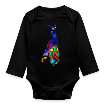 Colorful Printed Necktie T-Shirt Design Circles - Organic Longsleeve Baby Bodysuit - black - Front