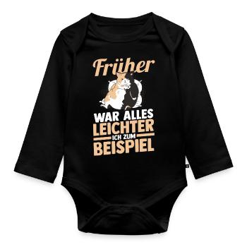 Everything used to be easier cat funny sayings - Organic Longsleeve Baby Bodysuit - black - Front