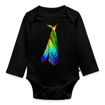 Colorful Printed Necktie T-Shirt Abstract Colors - Organic Longsleeve Baby Bodysuit - black - Front
