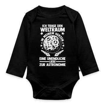 Astrologie, Astrologue, Astronaute, Univers, Espace - Body Bébé bio manches longues - noir - Devant