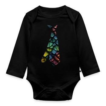 T-shirt cravate imprimé motif écailles colorées - Body Bébé bio manches longues - noir - Devant