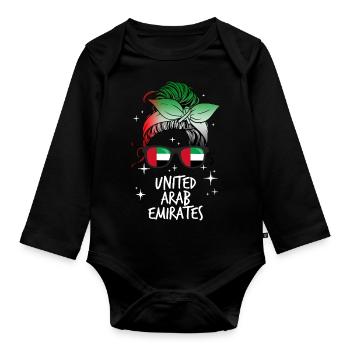 Emirats Arabes Unis - Body Bébé bio manches longues - noir - Devant