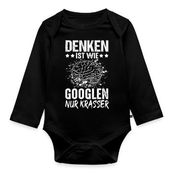 Denken Ist Wie Googlen Nur Krasser Gehirn Schüler - Baby Bio-Langarm-Body - Schwarz - Vorne