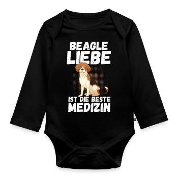Chien Beagle - Body Bébé bio manches longues - noir - Devant