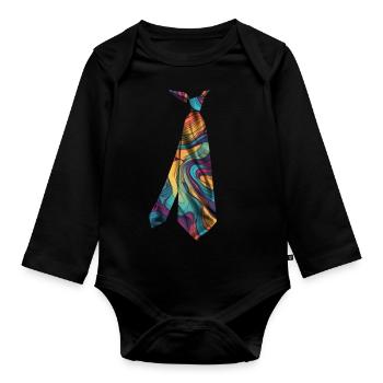 Coloré Imprimé Cravate T Shirt Design Inkflow - Body Bébé bio manches longues - noir - Devant
