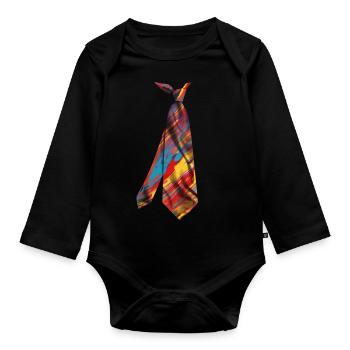 T-shirt cravate imprimé coloré Pop Art Design - Body Bébé bio manches longues - noir - Devant
