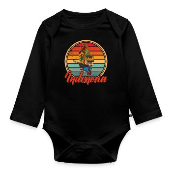Bali Java Wayang Indonesien Ozeanien Reise - Baby Bio-Langarm-Body - Schwarz - Vorne