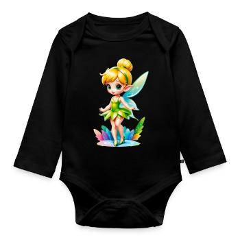 Little Fairy 7 - Organic Longsleeve Baby Bodysuit - black - Front